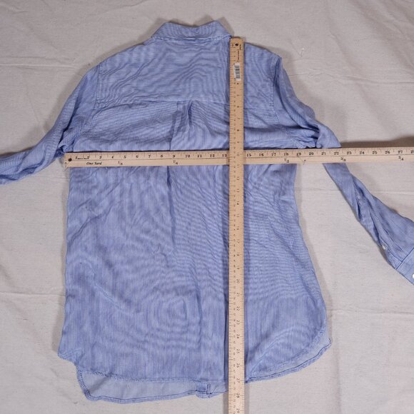 Banana Republic Parker Tunic Fit Hidden Button Shirt Womens Medium Striped - Picture 3 of 16